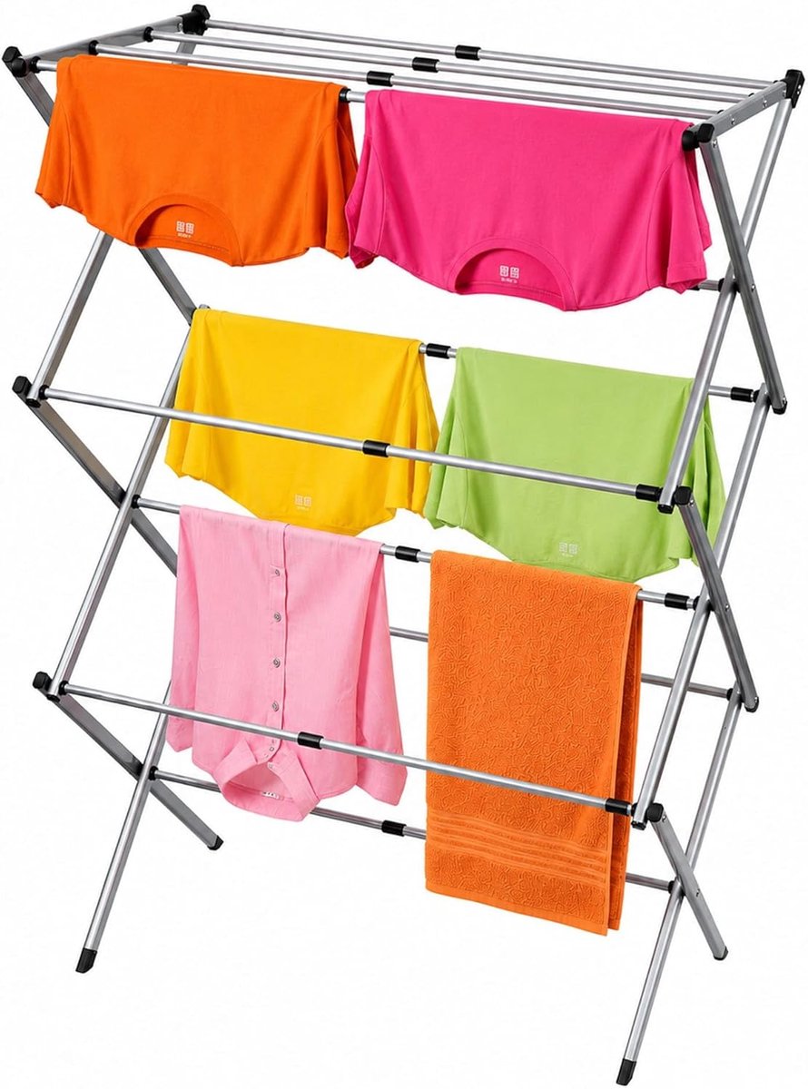 SnelShoppen - Stabiele Telescopische Droogrek voor Kleding - Inklapbare Kledingdroger voor Binnen en Buiten - Voor Volledige Was - Lichtgewicht en Roe