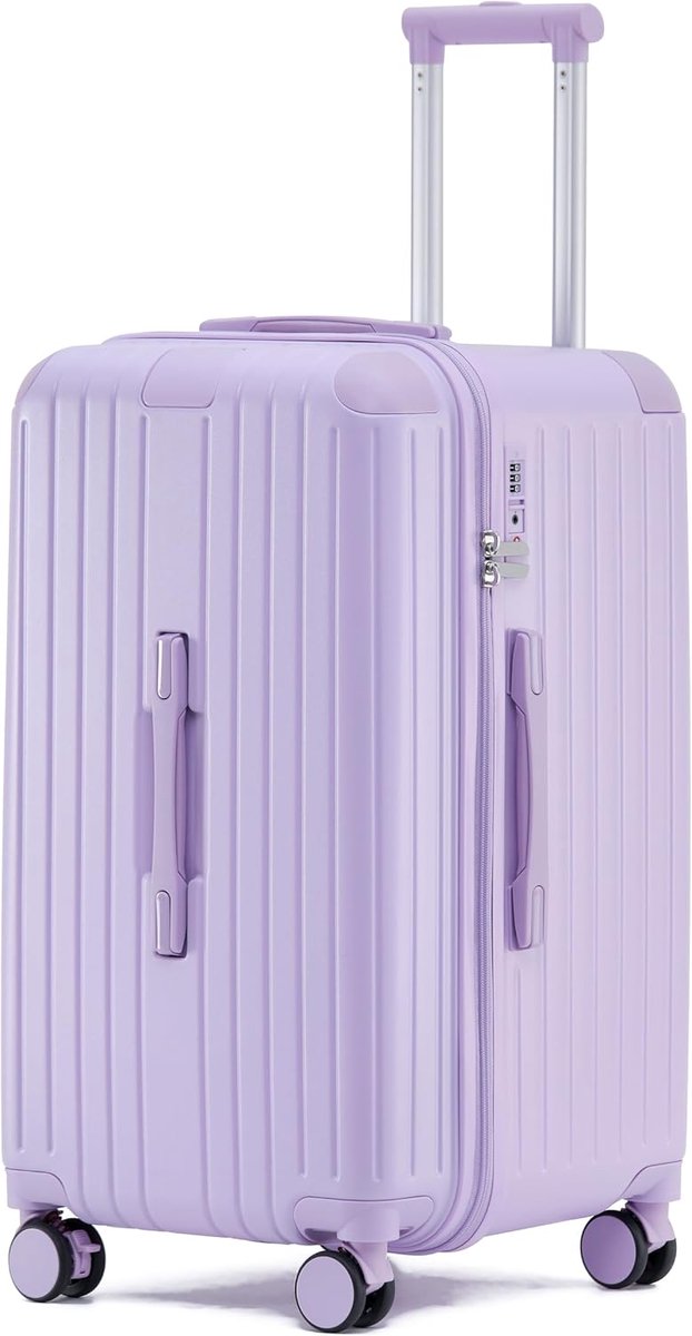 SnelShoppen - LIGHTGO Koffer Set - PC+ABS Trolley Koffers met TSA Goedkeuring, 8 Dubbele Wielen, Inclusief Drinkfleshouder - 22 27 29,5 Inch - Wit Roz