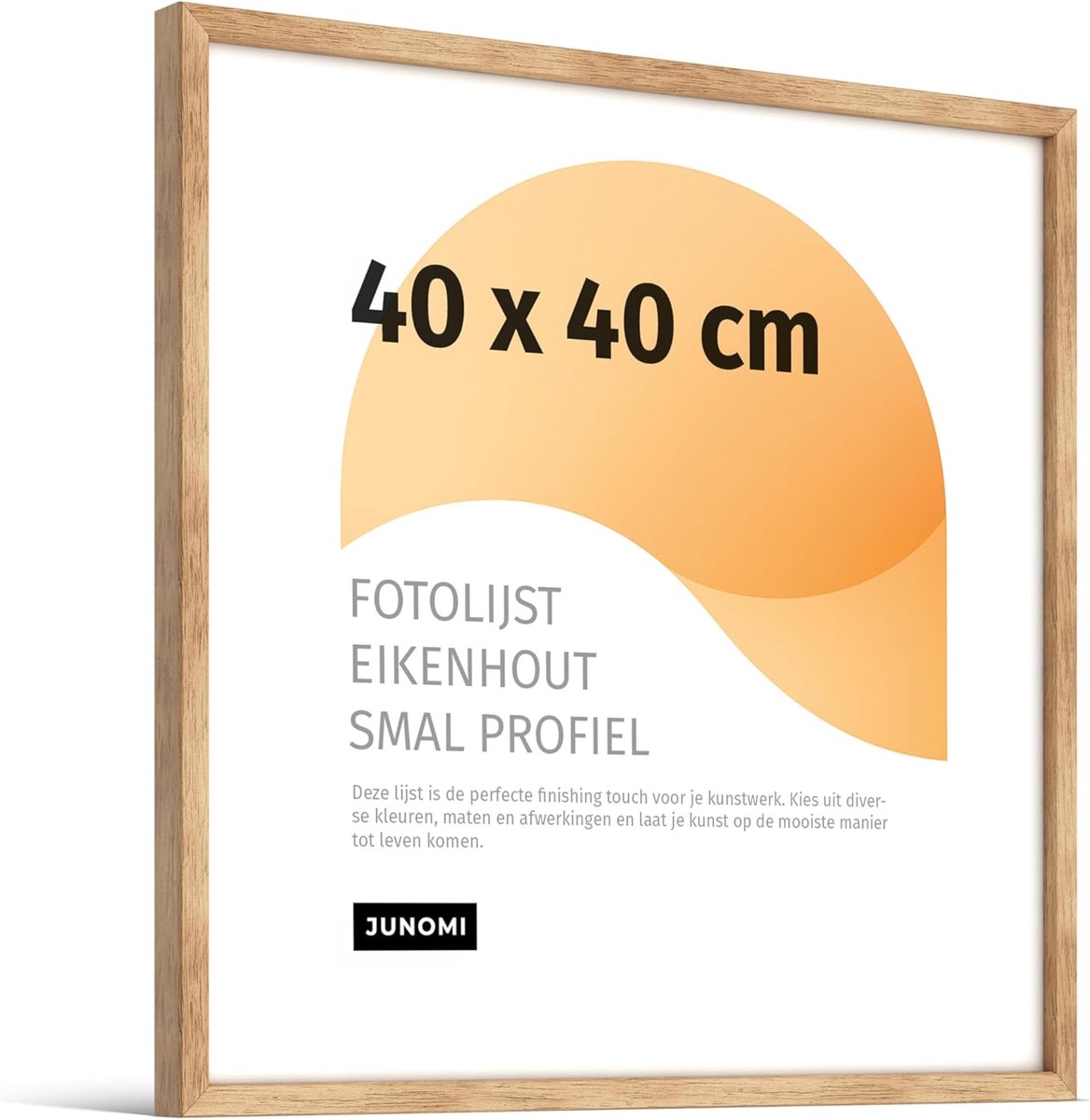 SnelShoppen - Premium Fotolijst 40x40 cm - Eikenhout, Slim Profiel, Schokbestendig Acrylglas, Horizontaal en Verticaal Ophangen - Perfect voor Posters