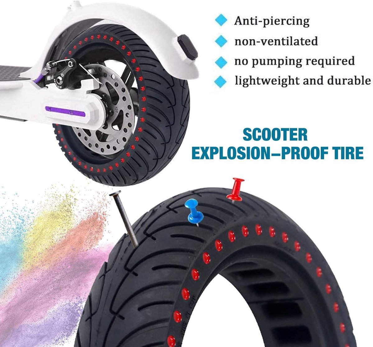 SnelShoppen - 8,5 inch Elektrische Step Volledige Band, Lekvrije 8 1/2 Rubber Banden voor Elektrische Scooter, Compatibel met Xiaomi Steppen, Universe