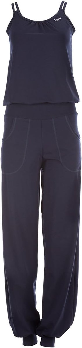 SnelShoppen - Dames Jumpsuit Sportief, Yoga, Pilates, Casual, Nachtblauw, Figuurvriendelijk, Met Zakken, Elastische Tailleband, Maat S