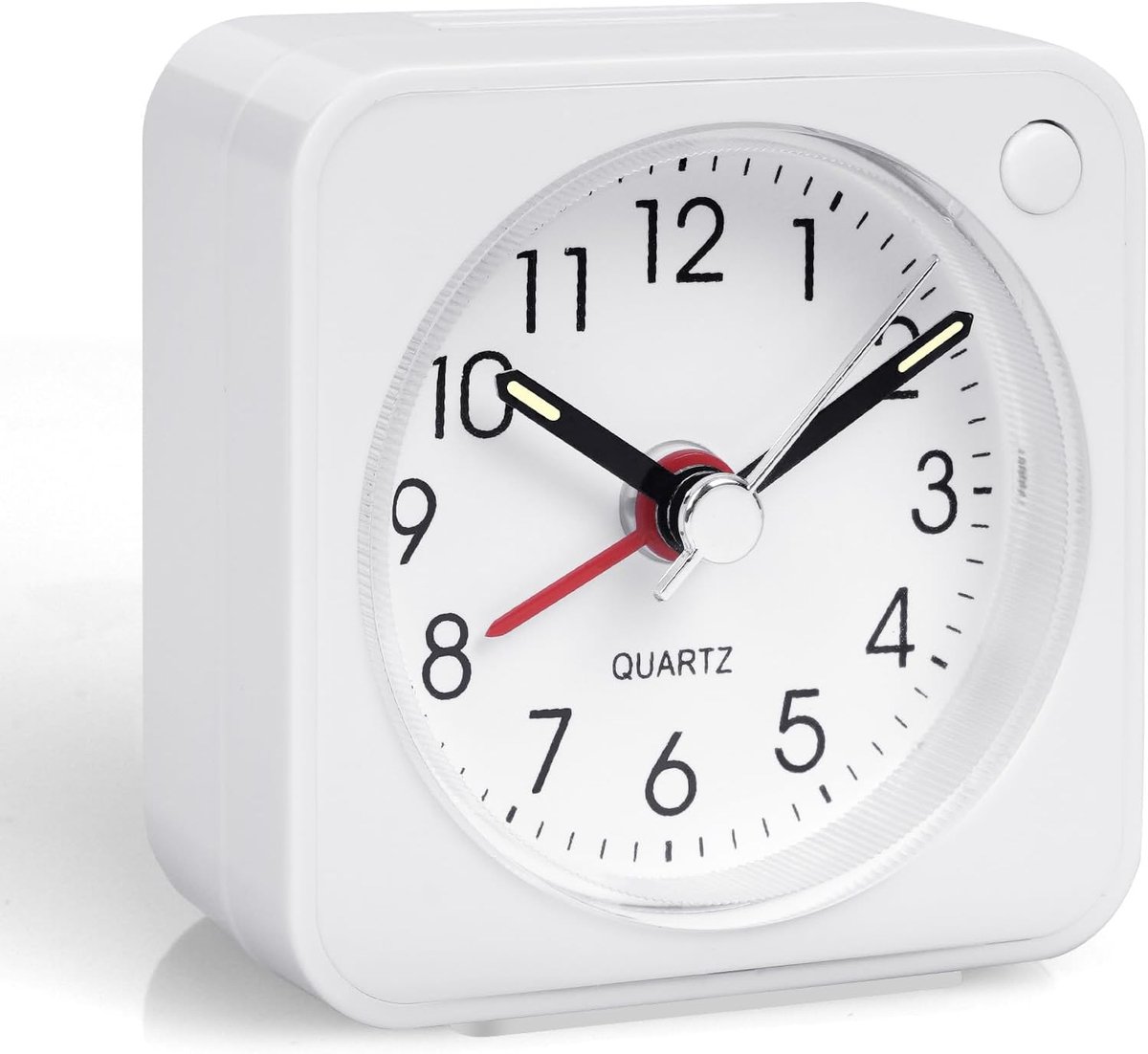 SnelShoppen - Mini Wekker - Stille Wekker zonder Tikken - Batterijbediende Bedklok - Sluimerfunctie en Nachtlampje - Compact voor Slaapkamer en Kantoo