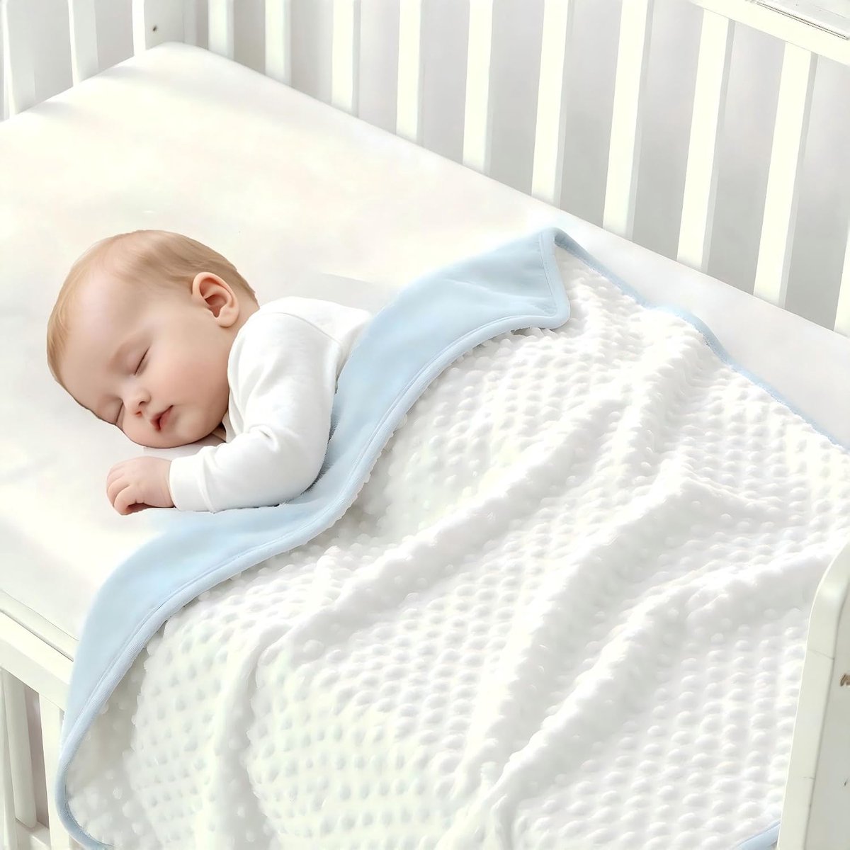 SnelShoppen - Zachte Nerz Babydeken voor Jongens en Meisjes, Pluis Wickelspieltuch 75x100 cm, Blauw + Wit, Veilig en Gecertificeerd, Ideaal voor Kinde