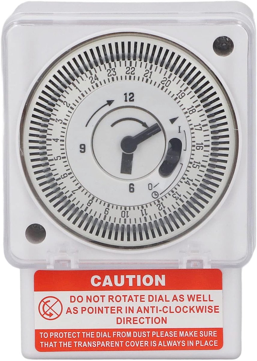 SnelShoppen - Mechanische Tijdschakelaar AC220V 24 Uur Cyclus 15 Minuten Interval Box Timer met Waterdichte Stofdichte Cover voor Binnen en Buiten Geb