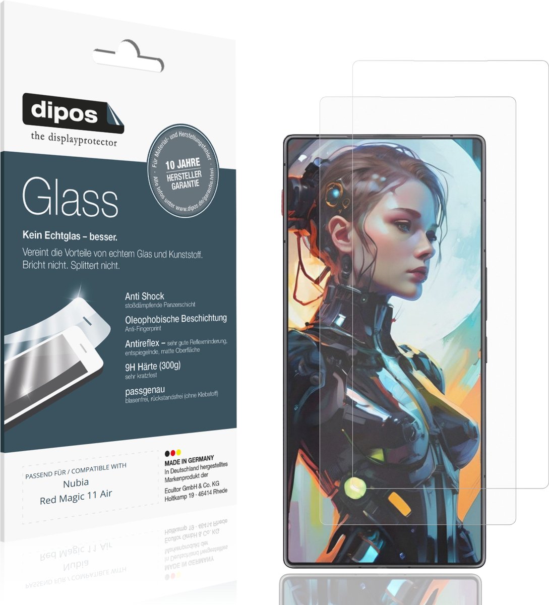 dipos – 2x Matte Pantserfolie geschikt voor Nubia Red Magic 11 Air | 9H Screenprotector