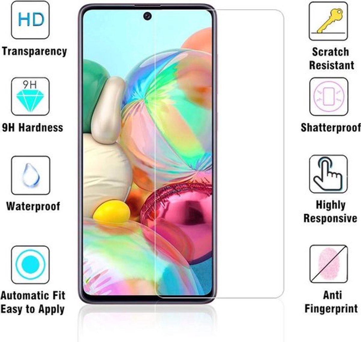Screenprotector geschikt voor Samsung Galaxy A71 Screenprotector - Tempered Glass - Anti burst - Perfect Fit - EPICMOBILE