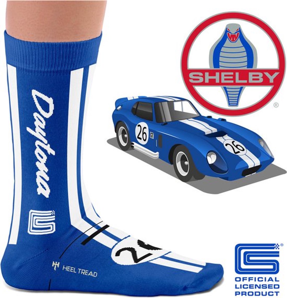 Heel Tread Shelby Daytona coupe sokken - Carroll Shelby - Blauw - 41-46