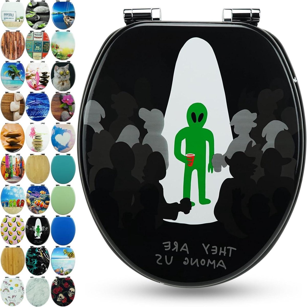 Toiletbril - Zitting met deksel - Badkamer opfrissen - Softclose mechanisme - 435 x 375 cm - Alien motief
