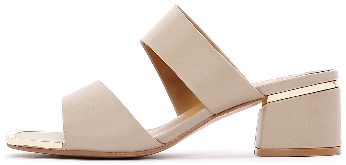 DERIMOD Muiltjes Met Middelhoge Hak Imitation Leren Mid Heel Muiltjes