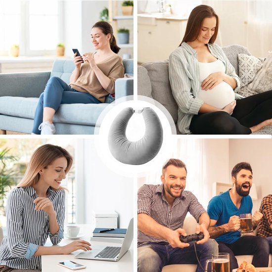 SnelShoppen - Gaming Kussen Grijs - Ergonomisch Haakkussen voor Gamer, Zacht Kussen, Comfortabel, Geschikt voor Langdurig Gebruik, Perfect voor Gaming van snelshoppen — afbeelding 5