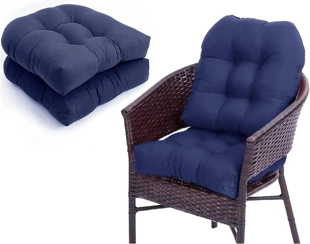 Tuinkussen Set - Stoelkussen Buiten - Comfortabel Zitten - Waterafstotend Stof - 48x48cm - Blauw