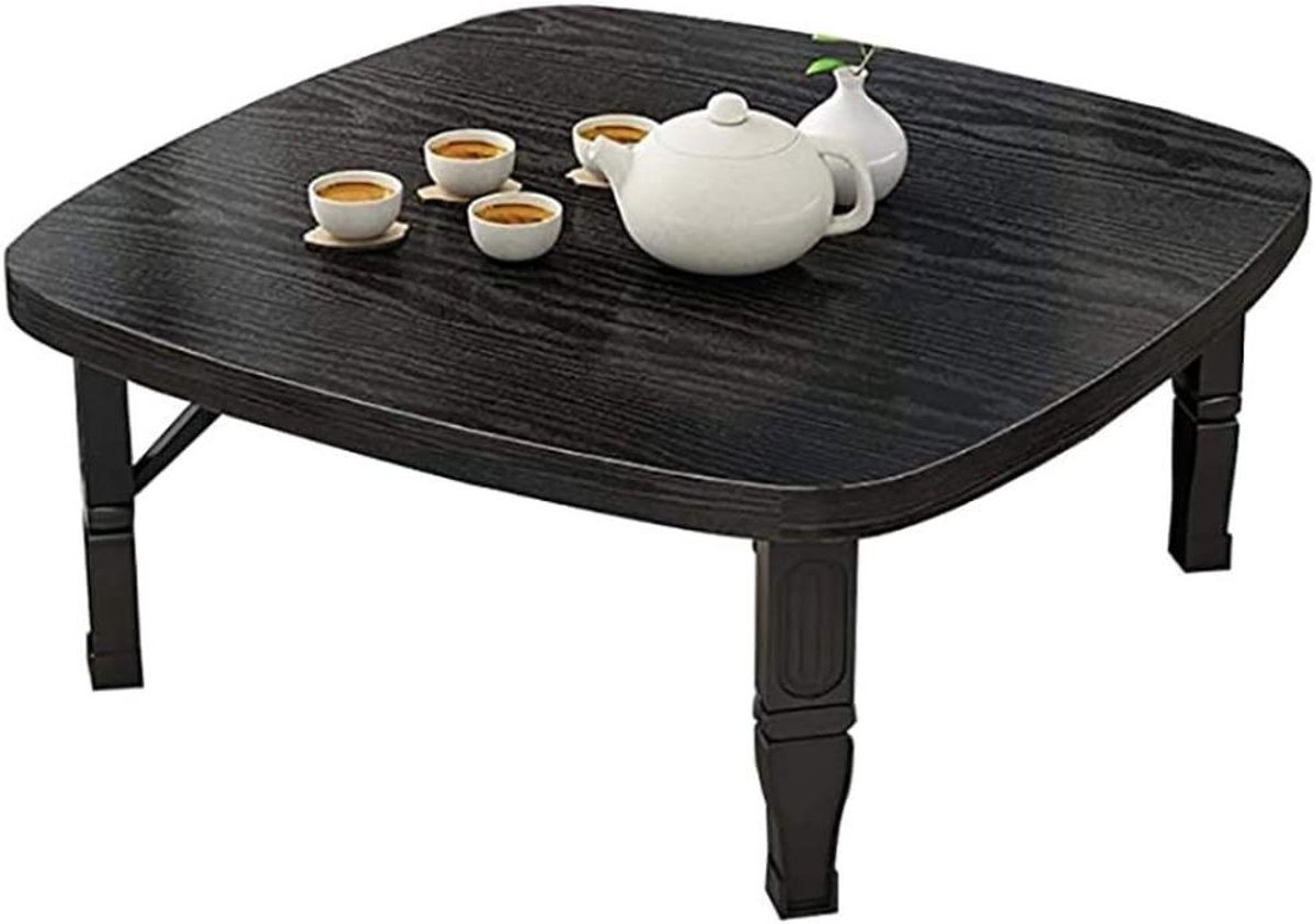 Klaptafel Vierkant - Eettafel Lage Tafel - Japanse Stijl - Opvouwbaar Ontwerp - 60x60x35cm - Houtkleur