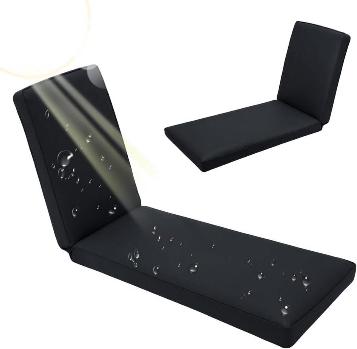 Ligstoelkussens - Tuinkussens - Buiten Ontspannen - Waterdichte Hoes - 188 x 58 cm - Zwart