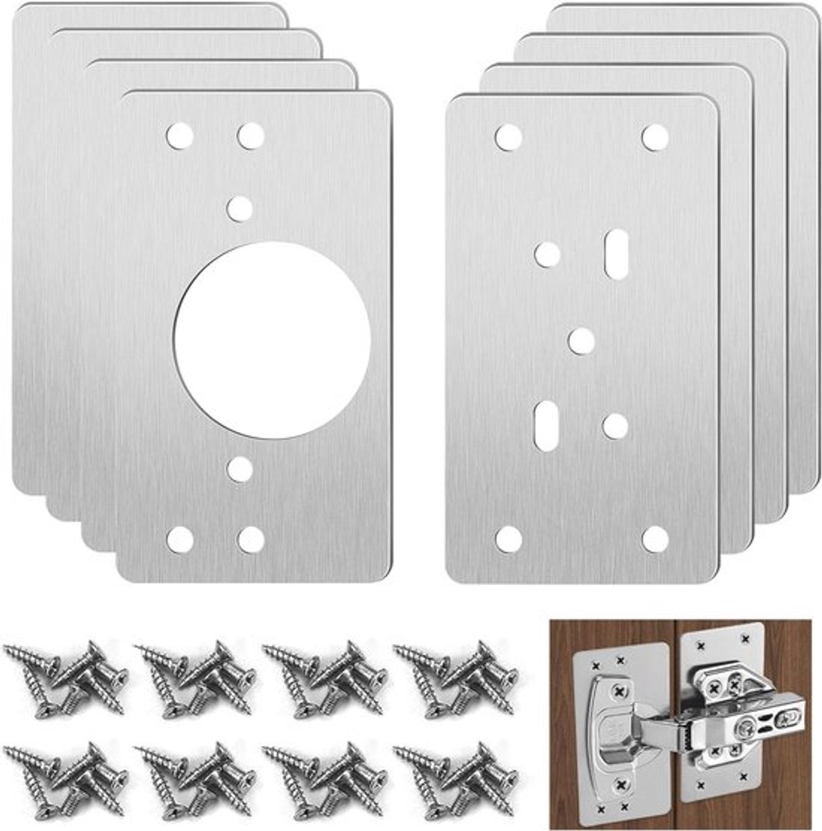 Scharnier Reparatie Plaat - Keukenkast Reparatie Plaat - Meubelscharnier Reparatieplaat - Reparatieplaat - Scharnier Reparatieplaat - Scharnier Reparatie Plaat - Scharnier Montageplaat - Bevestigingsplaat - Inclusief Schroeven - Voor Meubels, Planken