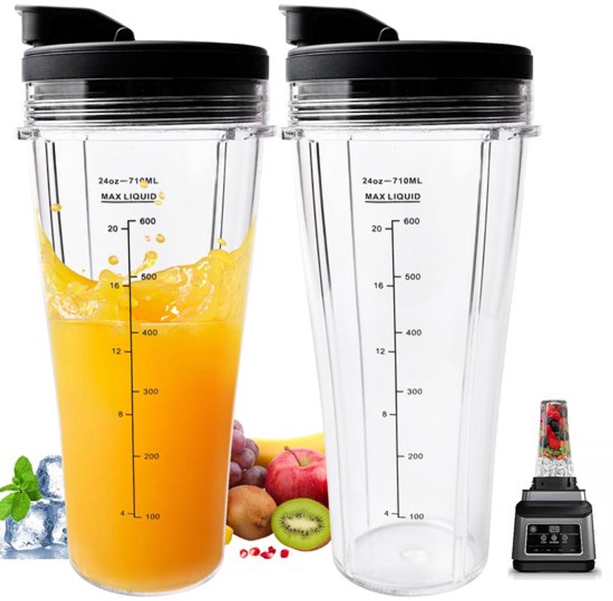 Set van 2 vervangende bekers 710 ml voor Ninja mixers vervangende beker met deksel voor Ninja mixers SS100 SS101 SS300