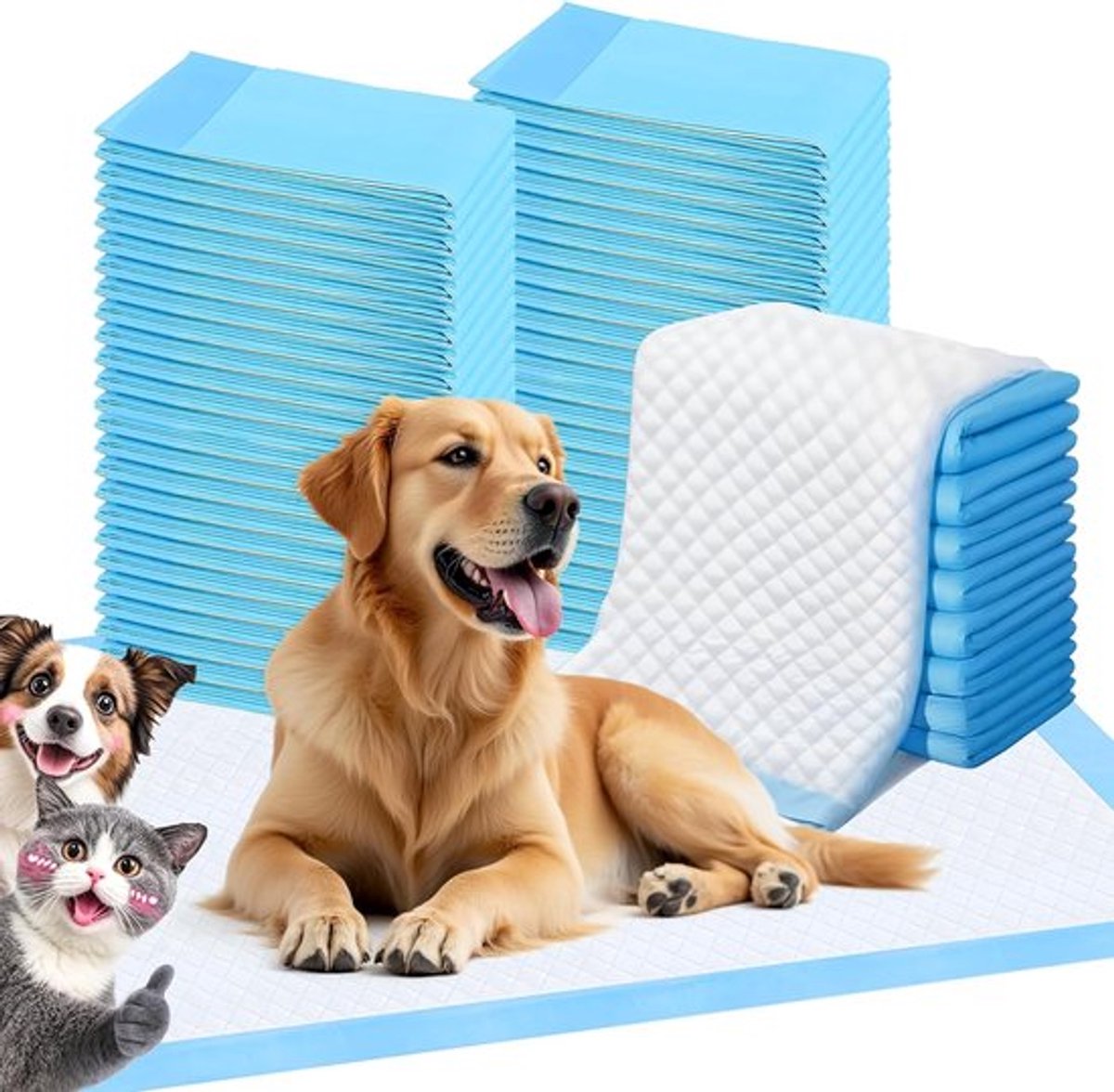 Superabsorberend waterdicht trainingskussen Geschikt voor honden en puppy's, huisbrekend huisdierkussen, blauw (40 stuks)60*60cm