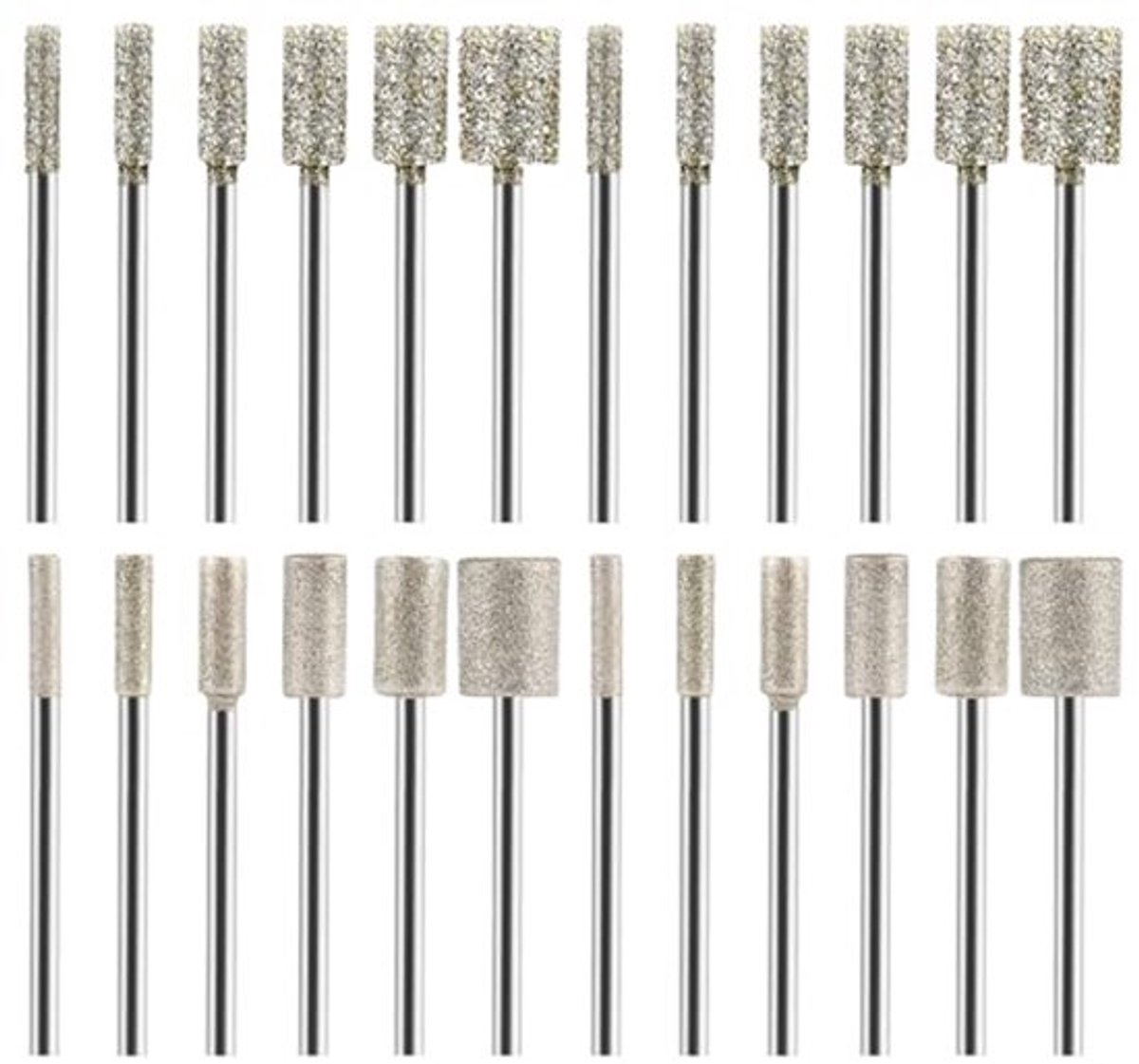 36 Stuks Diamant Frees Pennen, Diamant Frees Pennen, Diamant Slijp Pennen, Set met 3 mm Schacht, 50, 160 voor Steen, Glas, Keramiek, Slijpen, Polijsten en Graveerwerk