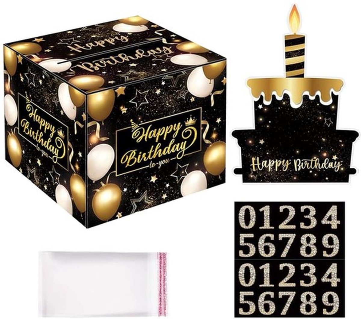 Mystery Geldgeschenkverpakking, geschenkdoos, verjaardagsverrassingsdoos, geldcadeau, Happy Birthday, taartdecoratie, verpakking voor geldgeschenken
