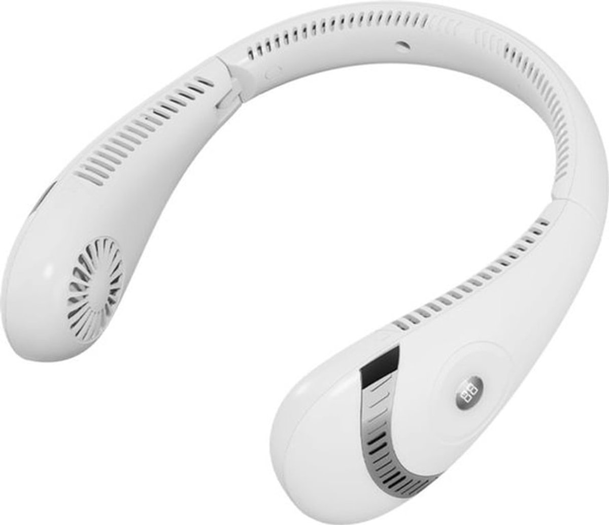 Nekventilator Deluxe - 2024 Editie - Nekventilator met LED-scherm - 3 standen - 5000mAh - Opvouwbaar - Draadloos en Oplaadbaar - Nekventilator - Met Koeling - Draagbare Mini Ventilator - Gezichtsventilator - Handventilator - Halsventilator