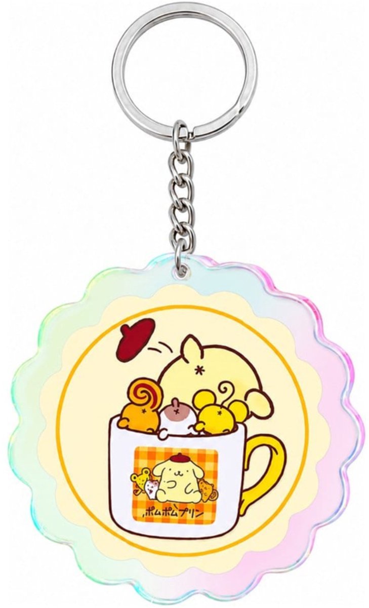 Sakami Merchandise Sanrio Acrylic Keychain Pompompurin 30th Anniversary Squishy Cute Purin 02 Keyrings
