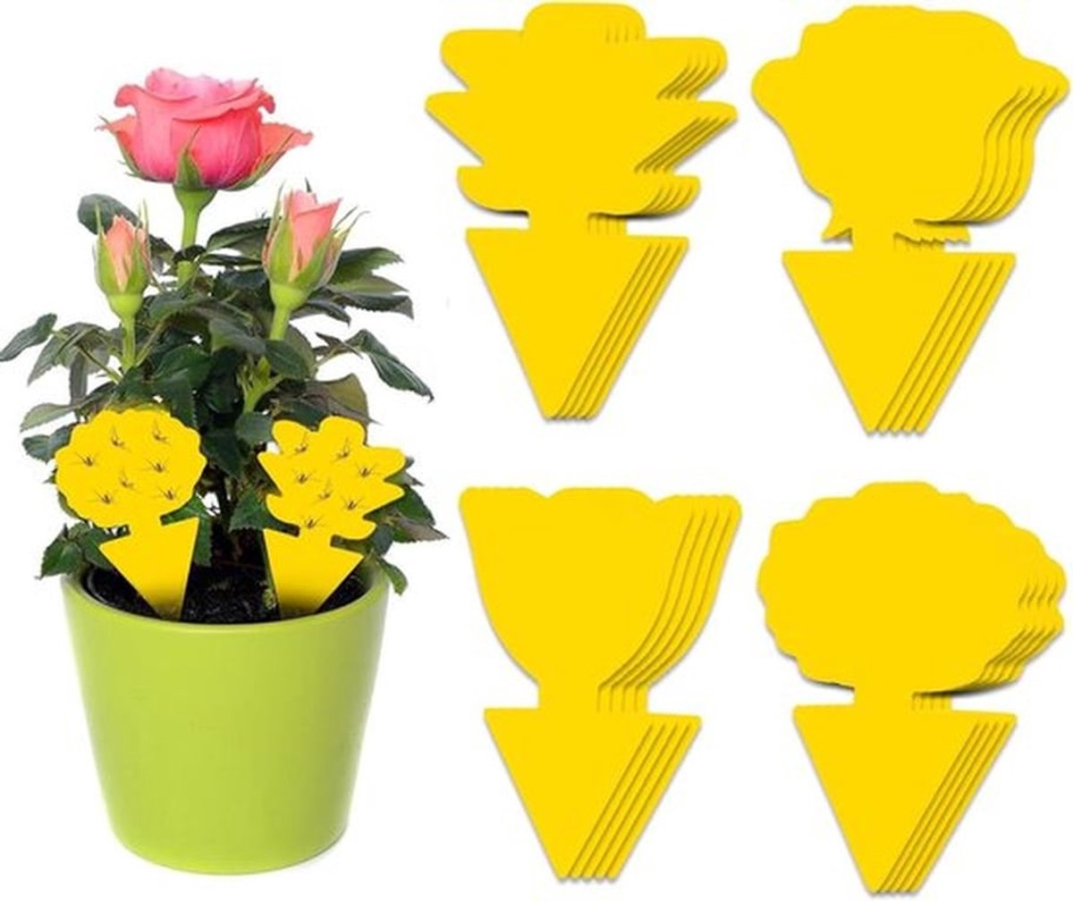 Gele stickers kamerplantenset - 20 stuks - rouwmuggen - vliegenvanger stickers - kleverige insectenvallen - tuinen en balkons - potplanten