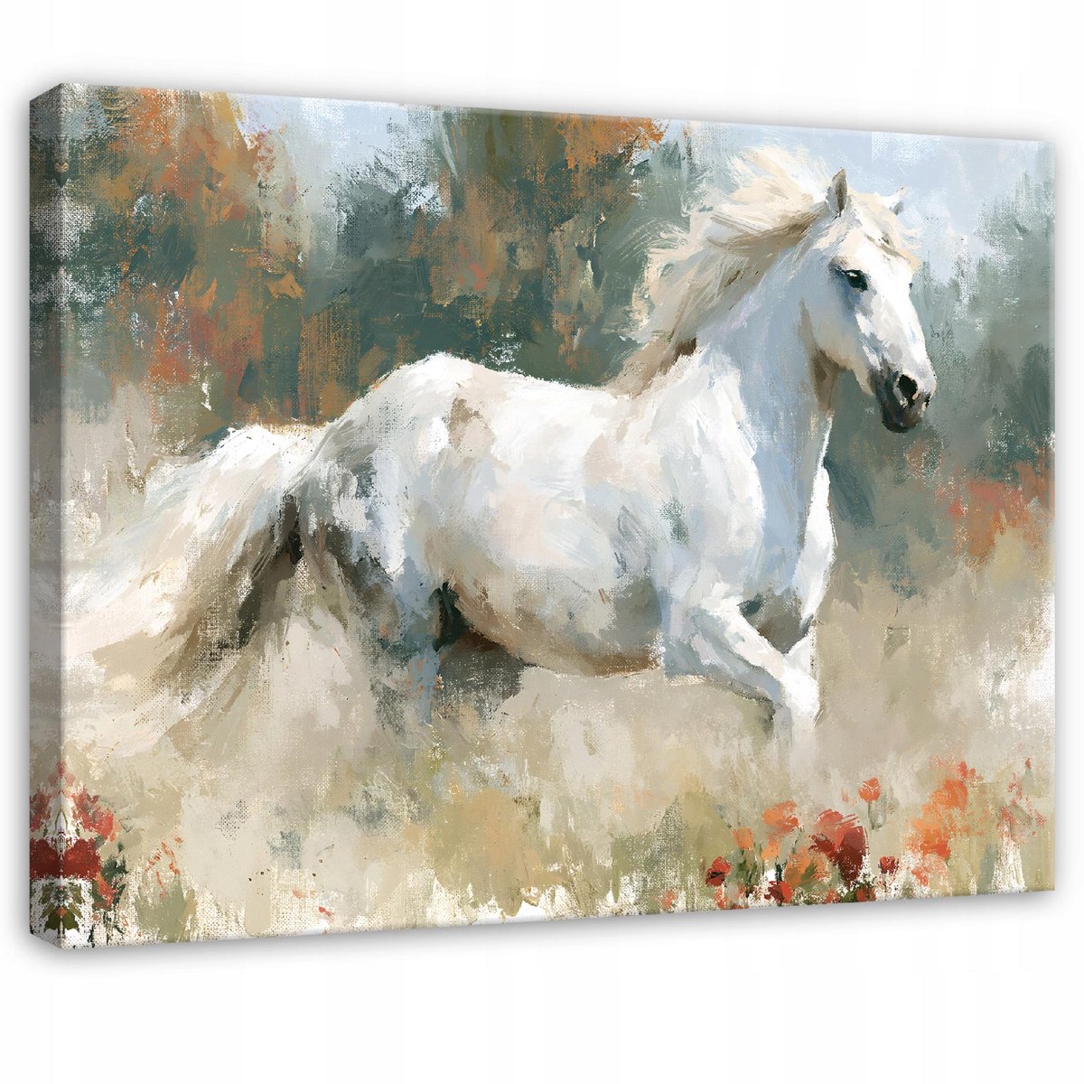 WALLARENA - Schilderij op canvas 90x60 cm - canvas schilderij - paard aquarel - voor slaapkamer en woonkamer - op doek