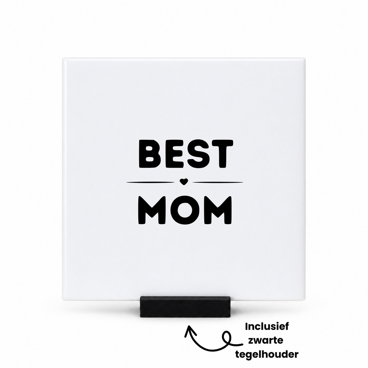 Hacebo Beste moeder tegeltje met tegelhouder - Moeder - Familie mensen met een moeder - tegeltjes met tekst - Moederdag - Cadeau - spreuktegels - 10.8x10.8 CM Wit