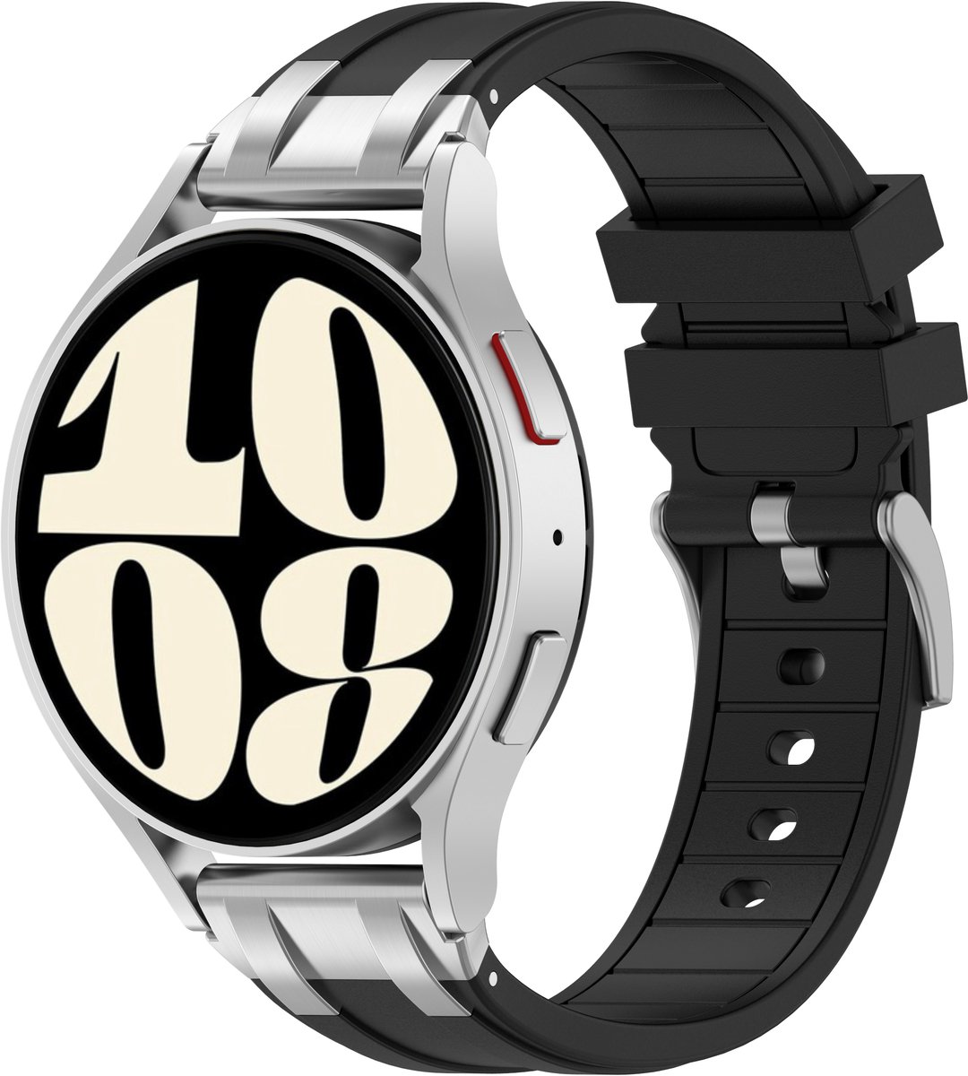Stravo Premium 20mm Siliconen Horlogebandje – Geïntegreerde Metalen Connector – Geschikt voor Garmin Forerunner 70 / 170 / 55 / 165 / 245, Vivoactive 6 / 5 / 3, Venu SQ 2 en Samsung Galaxy Watch 7 / 6 / 5 / 4 – Zwart