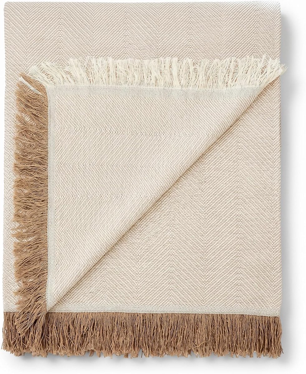SnelShoppen - Espiga Bedsprei Plaid 180x260 cm Beige Crudo Beige - Multifunctioneel Dekbed Slaapdeken voor Woonkamer Slaapkamer Decoratie