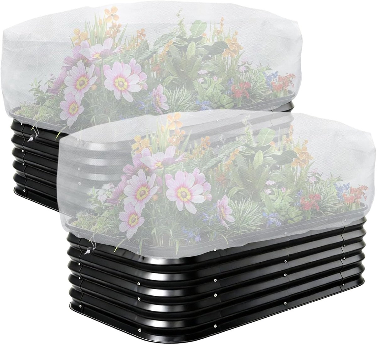 SnelShoppen - 2 stuks verhoogd bloembednet 130 x 80 x 55 cm, fijnmazig cultuurbeschermingsnet, ademend, scheurbestendig insectenwerend net voor tuin,