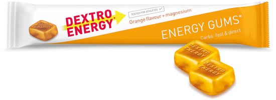 Dextro Energy Energie Gums - Sinaasappel + Magnesium Energie Bar - Vegan Energie Reep - 8 porties (8 x 45 gram ) — afbeelding 4