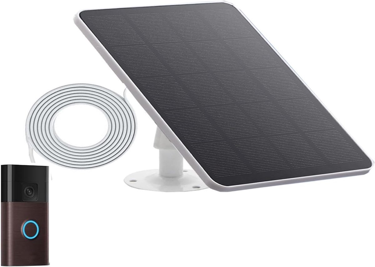 SnelShoppen - Solar Charger voor Video Deurbel 2e Generatie 2020 - Zonnelader Wit - Duurzame Energie Oplader voor Deurbel - Milieuvriendelijk, Handig