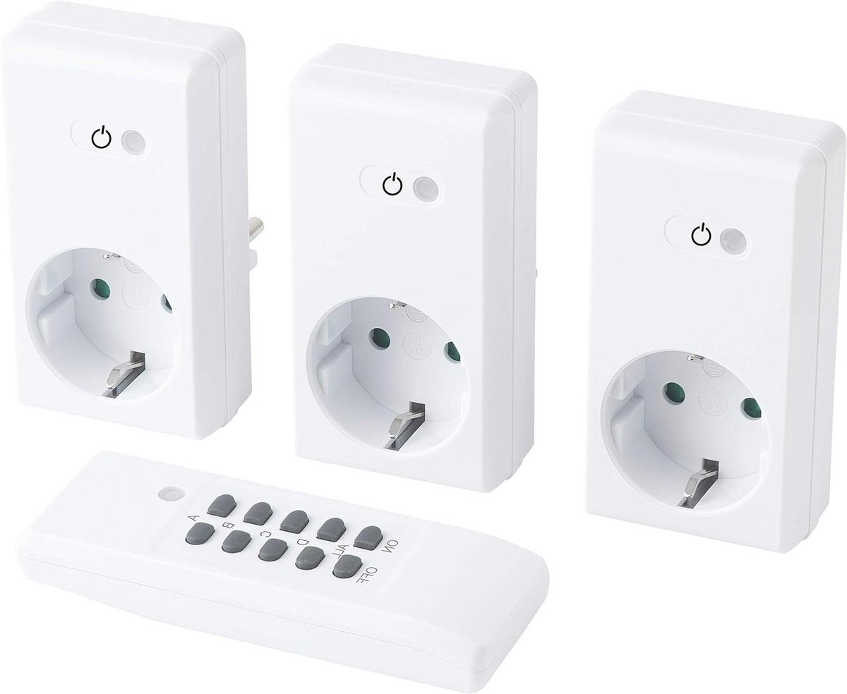 Draadloze Stekkerdoos - Afstandsbediening Set - Apparaten Schakelen - 4 Kanalen + Master - 30m Bereik - Wit