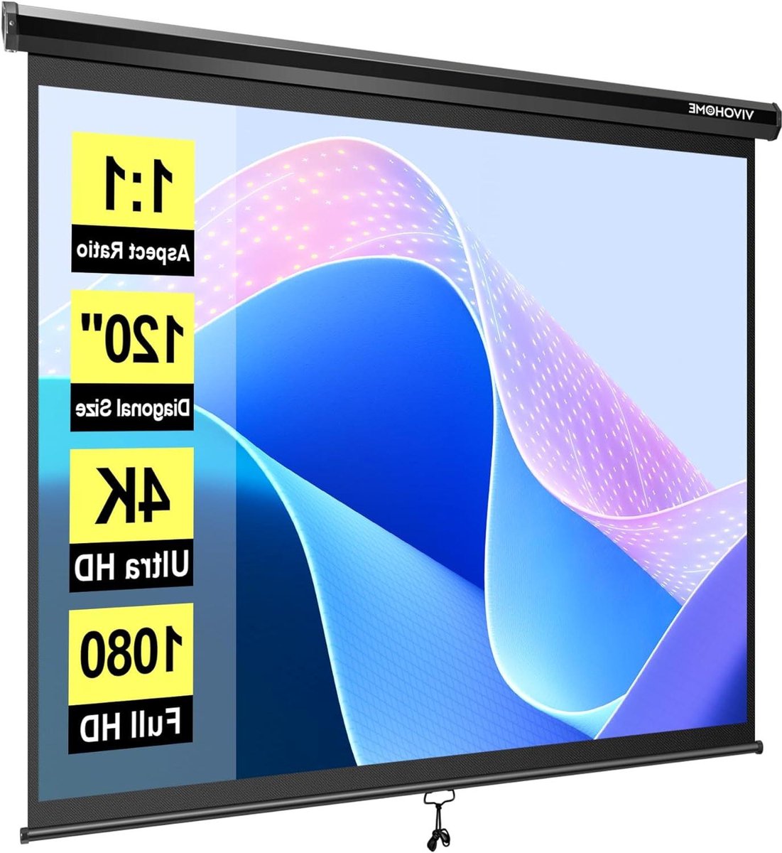 Projectiescherm - Filmscherm - Thuisbioscoop - Handmatig Intrekbaar - 120 Inch Diagonaal - Wit