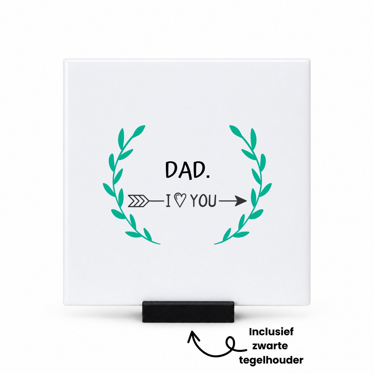 Hacebo dad I love you tegeltje met tegelhouder - Papa - de liefste vader - tegeltjes met tekst - vader cadeautjes - vaderdag - verjaardag - geschenk - kado - spreuktegels - 10.8x10.8 CM Wit