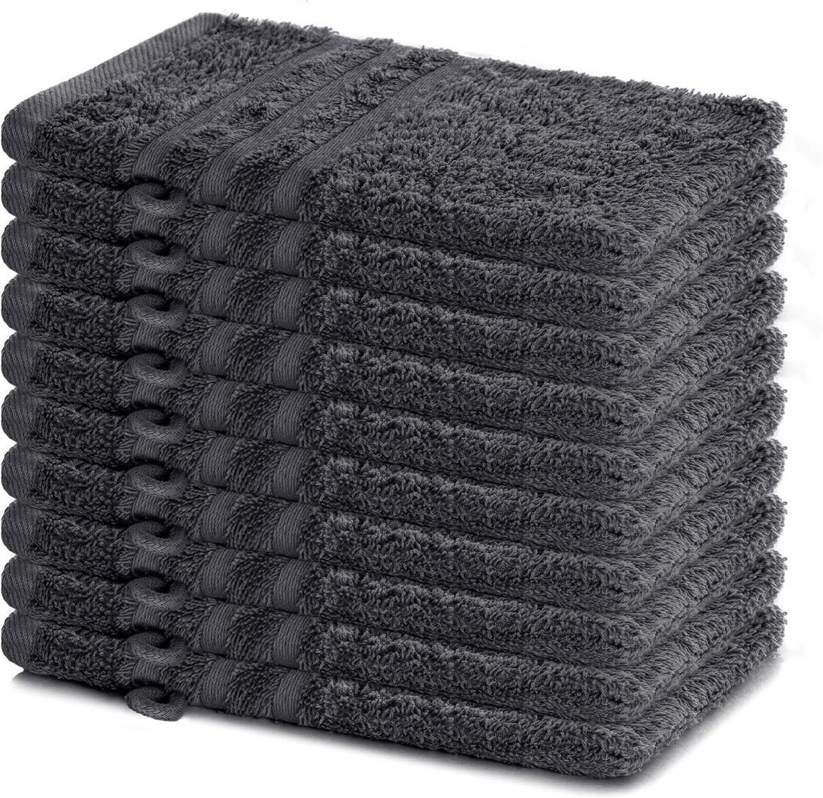 SnelShoppen - Set van 10 Wasdoeken 15x21 cm van 100% Katoen Terry - Zacht & Absorberend - Ideaal voor Thuis, Hotel, Spa en Baby - Anthraciet
