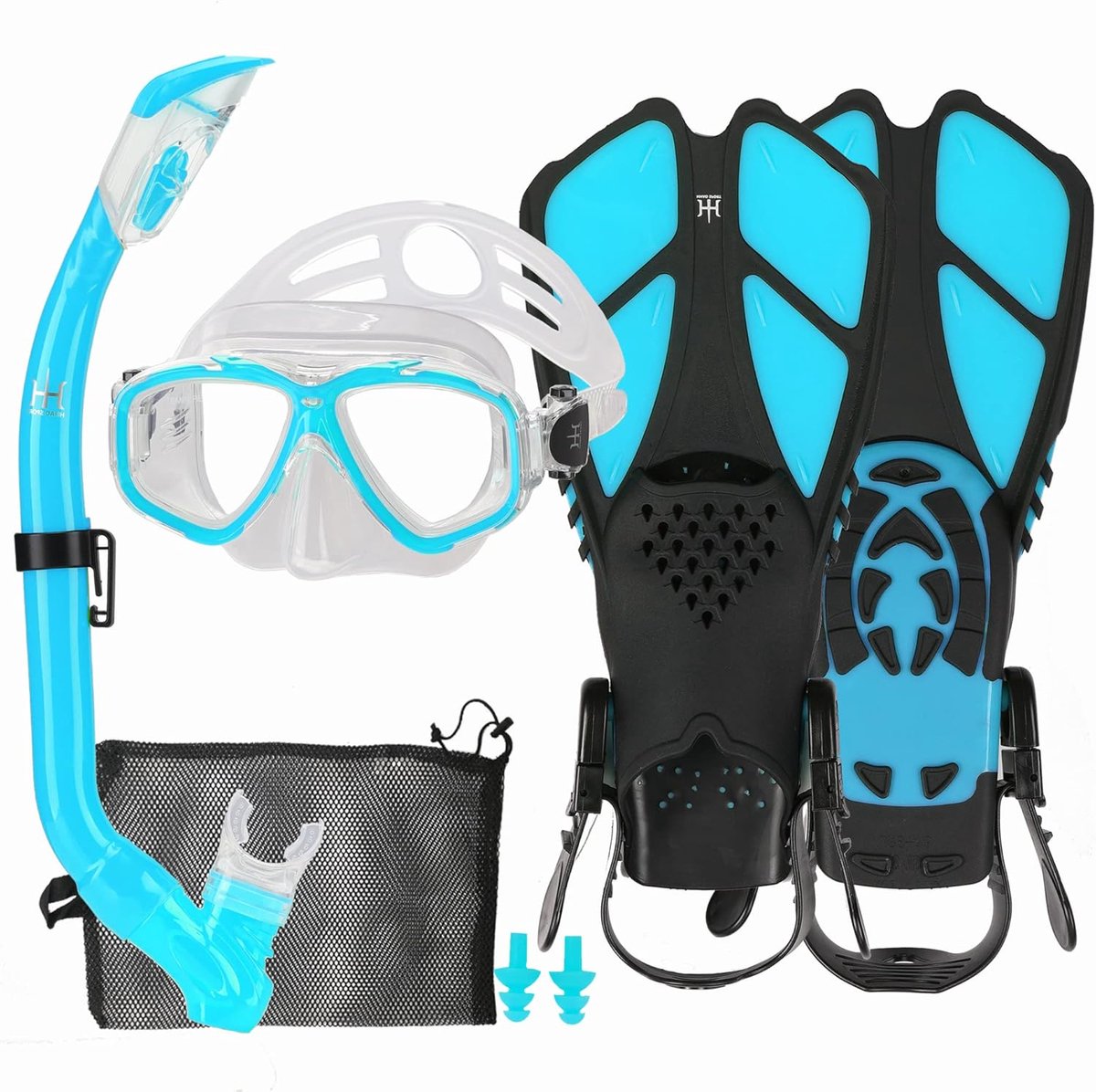 SnelShoppen - Fin Snorkel Set voor Kinderen 5-12 Jaar - 180° Panorama Duikbril, Verstelbare Vinnen, Hoge Kwaliteit Duikmasker en Droge Snorkel - Compl