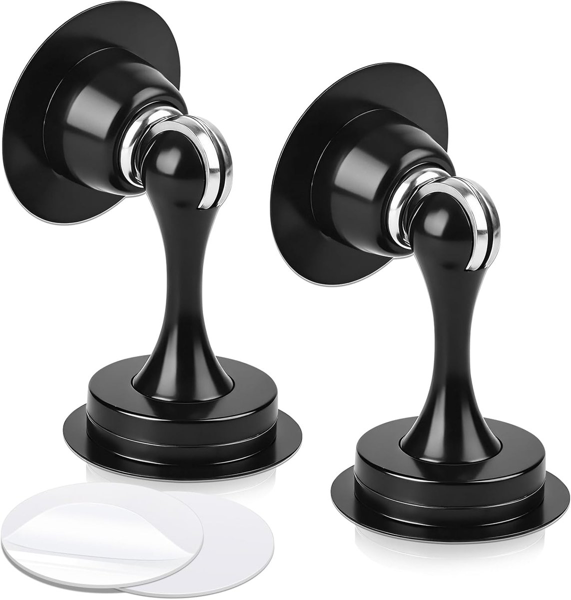 Magnetische Deurstopper - 2 Stuks - Wandmontage of Vloermontage - Zwart - RVS Deurvastzetter met Soft-Catch - Inclusief Schroeven