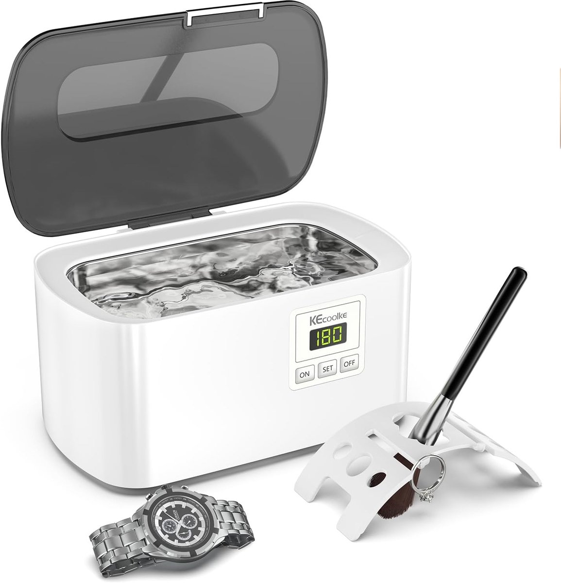 SnelShoppen - Ultrasonic Cleaner 600ml Sonic Reiniger met Digitale Timer voor Glazen Ringen, Munten en Zilveren Sieraden - Effectieve Ultrasone Reinig