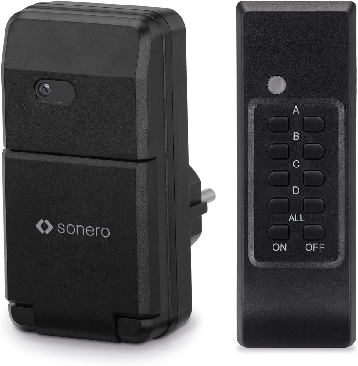 SnelShoppen - Draadloze Radiocontactdoosset - 1x Radiocontactdoos en 1x Afstandsbediening - Buiten Gebruik - 1100 Watt - Max. 30m Bereik - Zwart - Ide