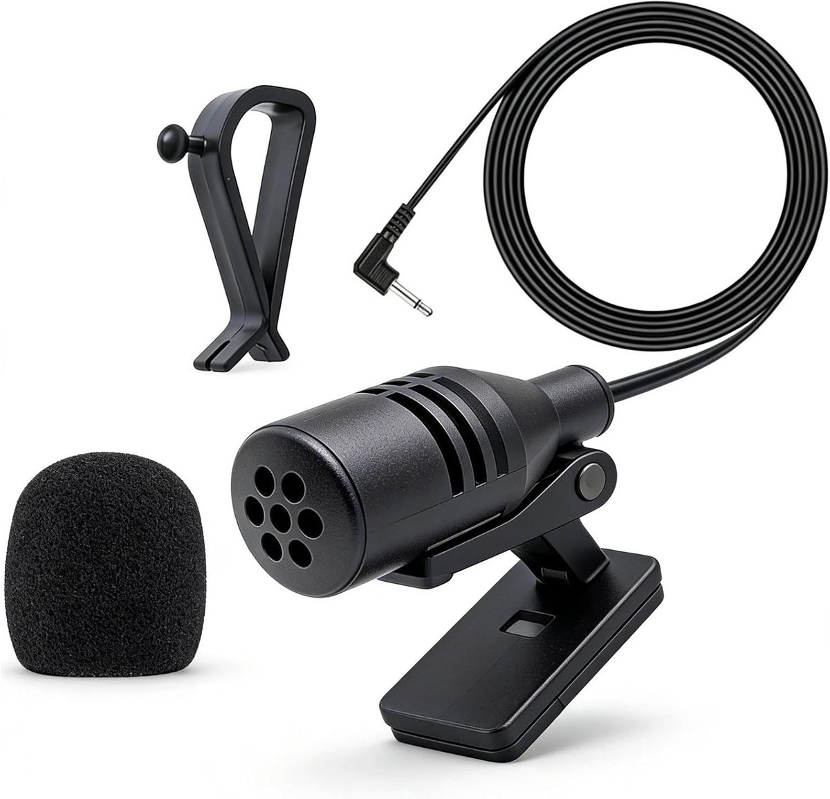 SnelShoppen - Draagbare Externe 3,5 mm Microfoon voor Auto - Hoogwaardige Geluidskwaliteit - Ideaal voor Muziek, Handsfree Bellen en Opnames - Compact