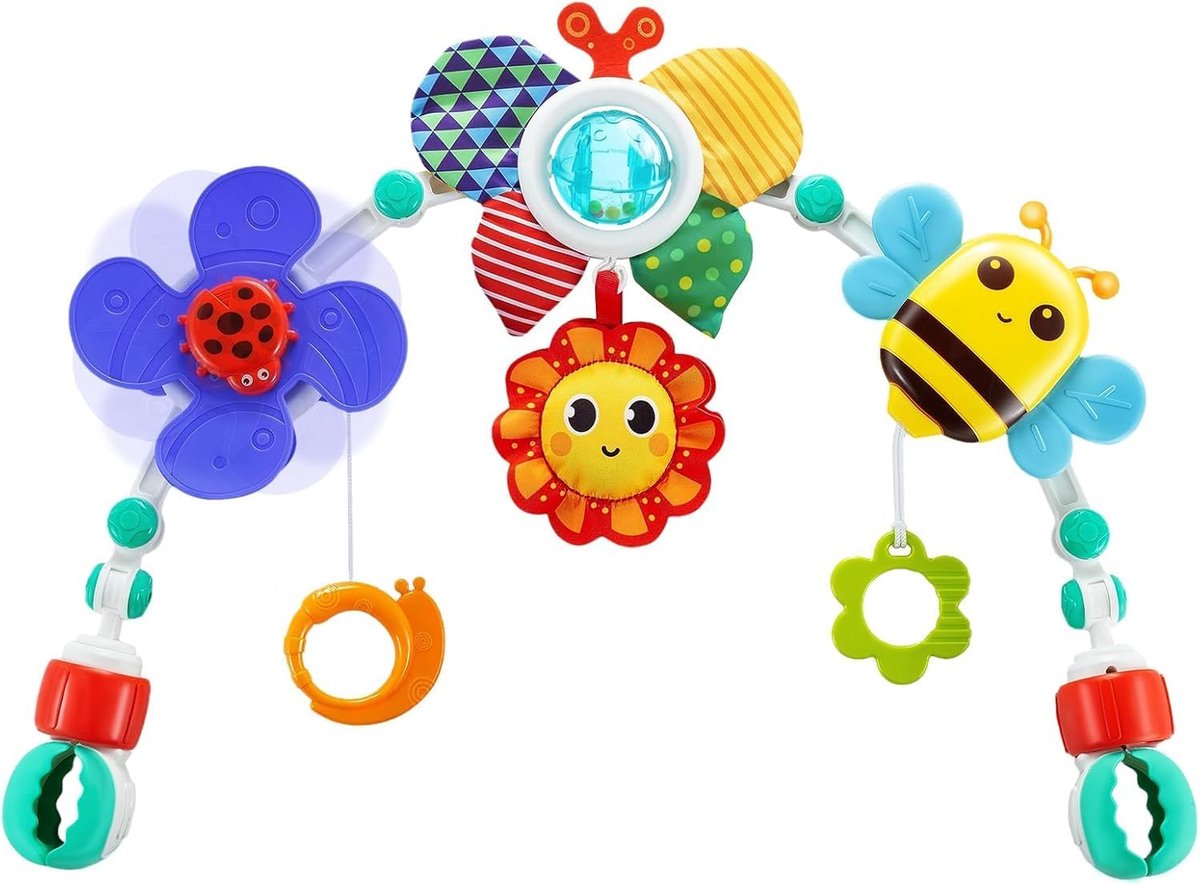 SnelShoppen - Kinderwagenspeelgoed Boogspeelgoed voor Baby's en Peuters, Motoriek Speelgoed, Kinderwagenketting, Multicolor, Geschikt voor Wieg en Kin