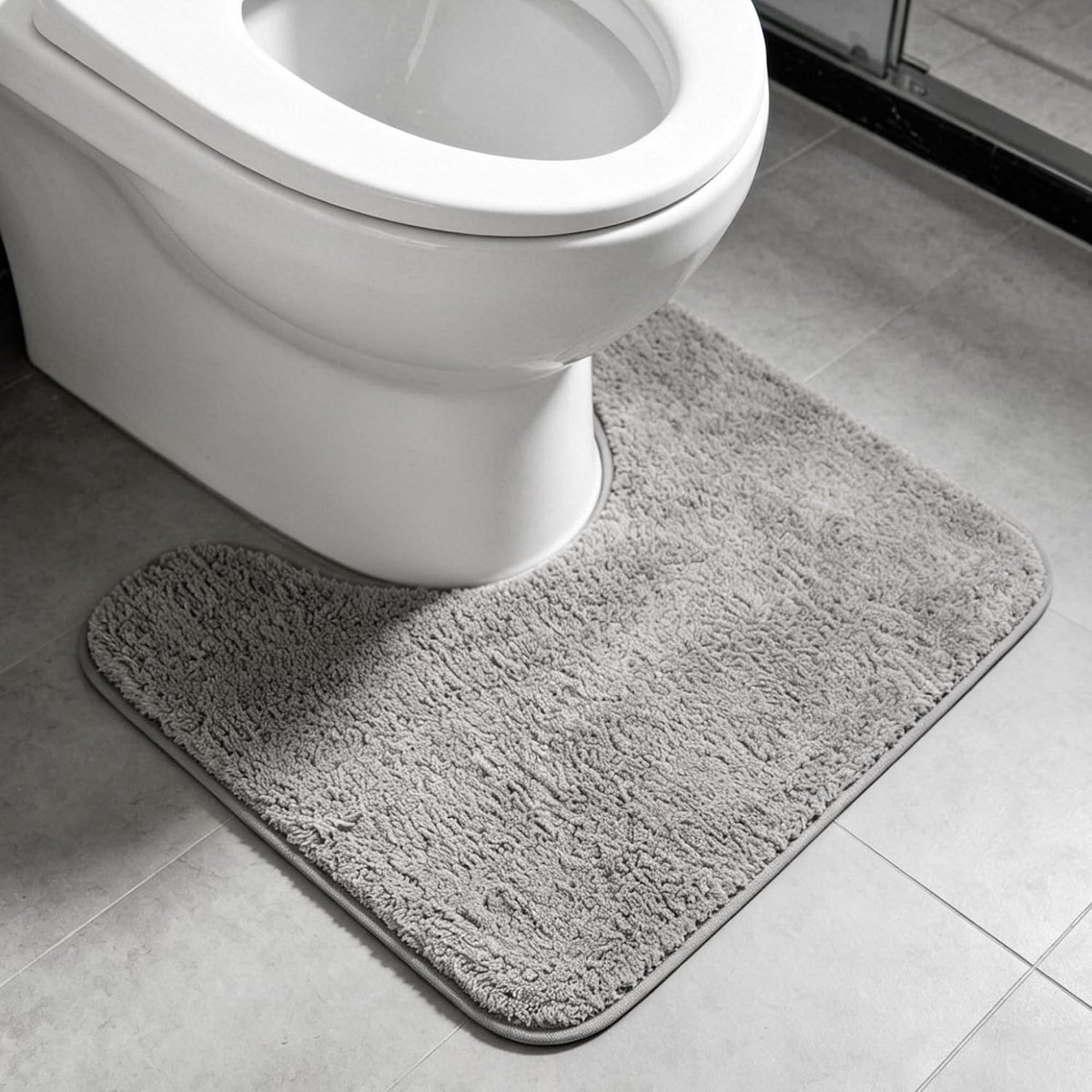 SnelShoppen - WC-tapijt, toiletmat, badmat - Antislip, absorberend, wollige microvezel, U-vorm, 40 x 50 cm, perfect voor toilet en badkamer