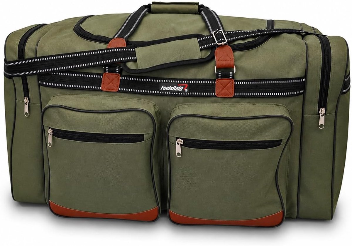 SnelShoppen - Extra grote reistas 120L, groen - 77x39x39 cm, sterk 600D polyester, ruime hoofdcompartiment, 2 zijvakken, 2 voorkanten, verstelbare sch