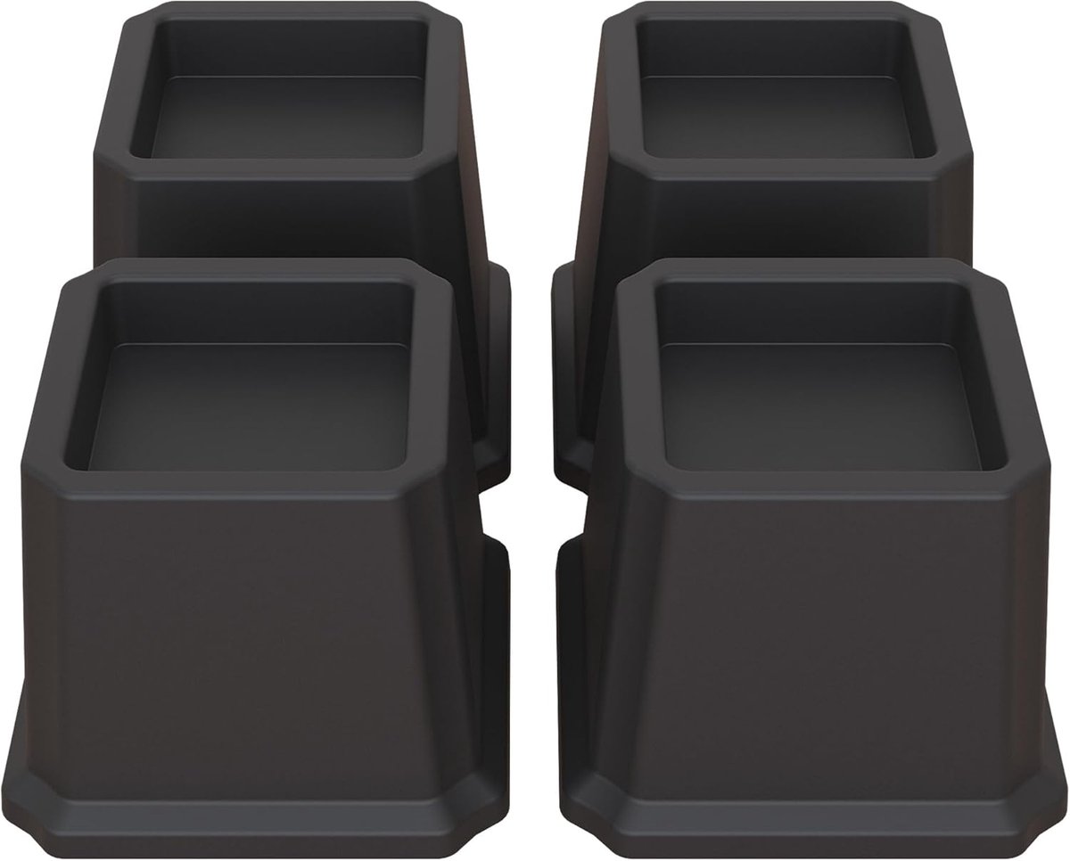 SnelShoppen - Bedverhogers 3 Inch - Zware Meubelverhogers voor Sofa's, Banken, Tafel - Set van 4 - Zwart - Duurzaam en Stabiel