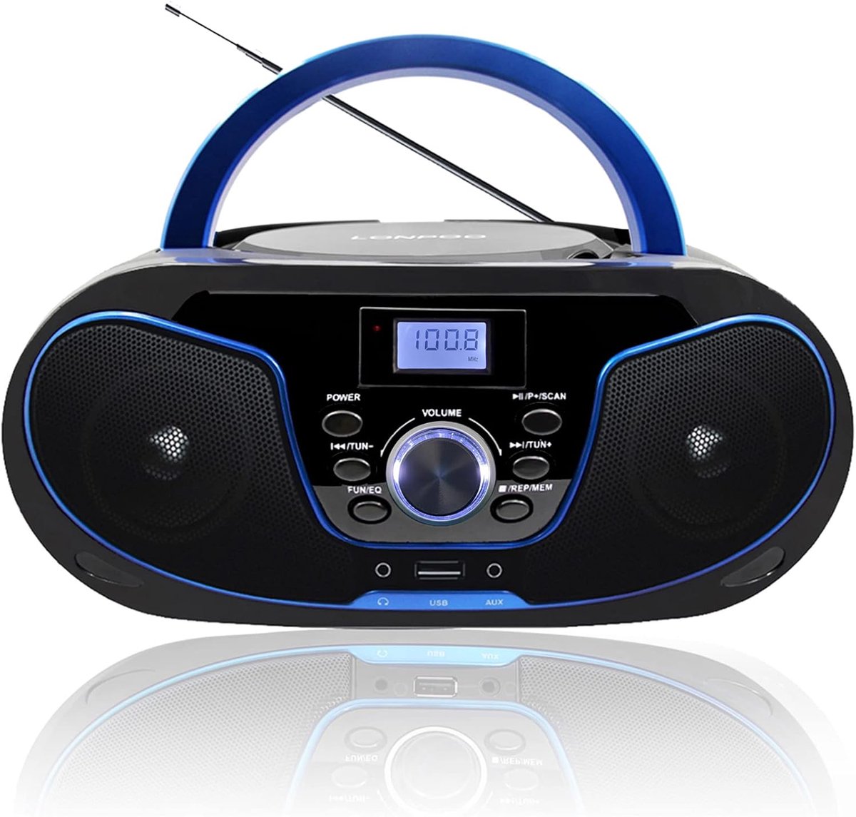 SnelShoppen - Draagbare CD Speler voor Kinderen – Radio CD Boombox met FM Radio, Bluetooth, USB Ingang, AUX Poort, Hoofdtelefoonuitgang en Stereo Spea