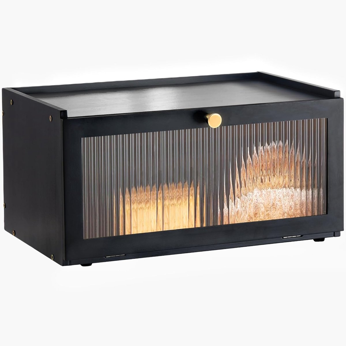 SnelShoppen - Bamboo Lunch Box Zwart Hout - Stijlvolle Opbergoplossing 40 x 25 x 20 cm met Luchtcirculatie voor Verse Broodjes - Ideaal voor Werk, Sch