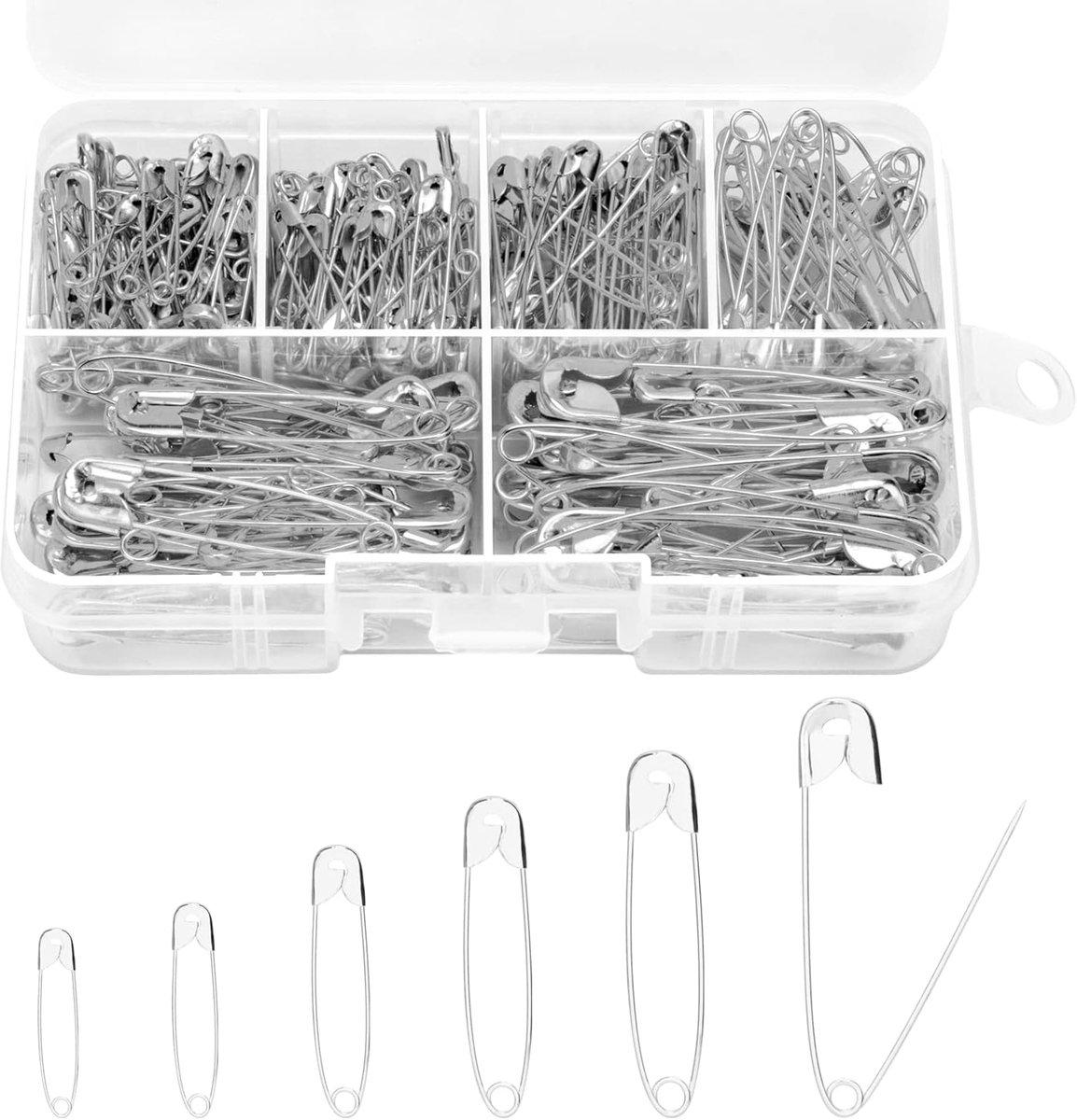 SnelShoppen - 280 Stuks Veiligheidspelden Set, Roestvrij Staal, 6 Maten, Duurzame Veiligheidspinnen voor Kleding, Creatief Werk en Naaien, Inclusief O