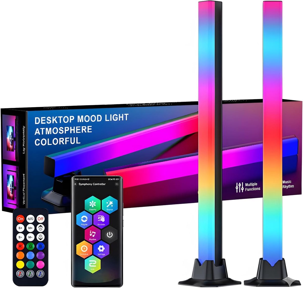 SnelShoppen - 42CM Smart Light Bars RGBIC Kleurverlichting met Muzieksynchronisatie, Bluetooth App Besturing, Perfect voor Gaming, TV, en Sfeerverlich