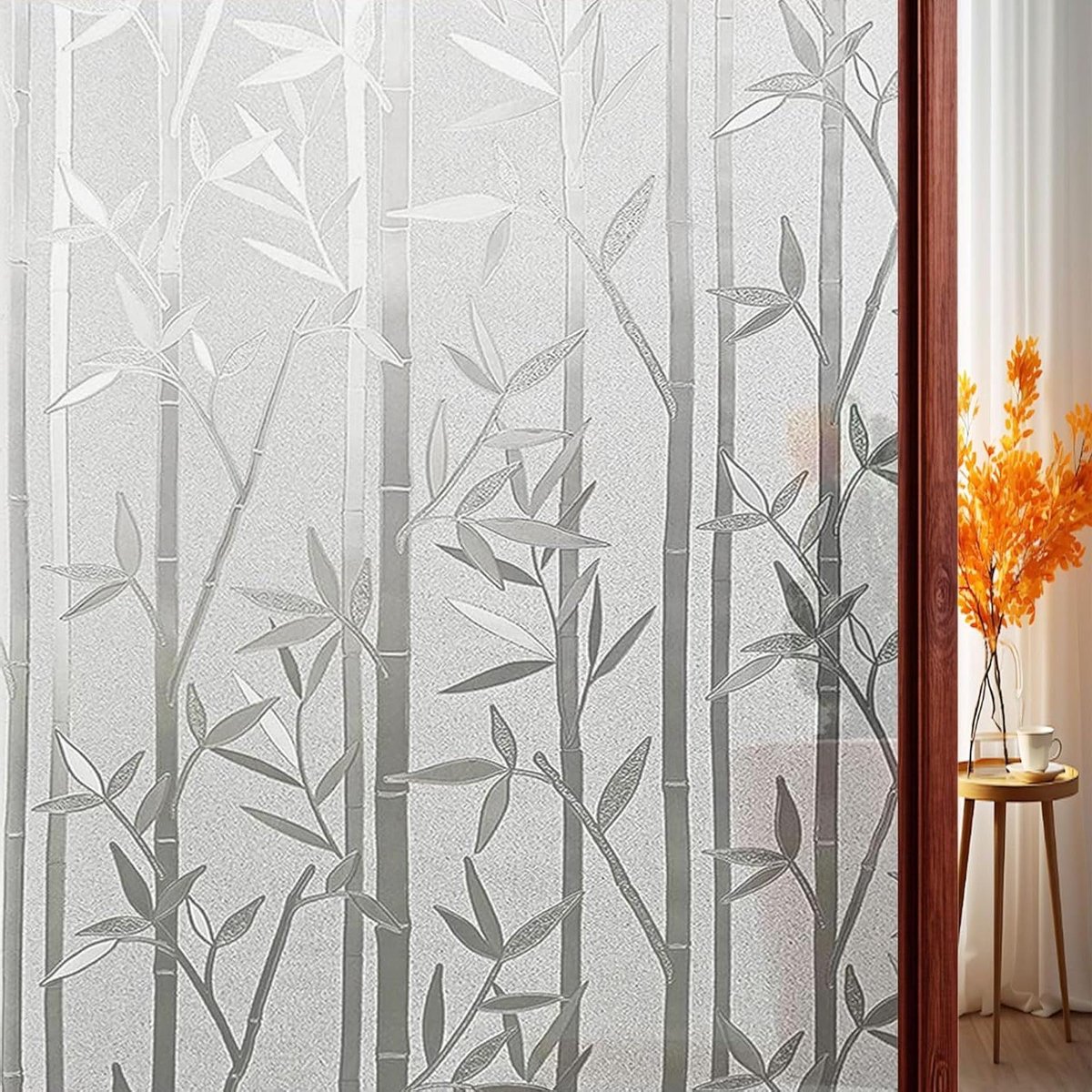 Raamfolie Privacy - Zonwerend Vinyl - Privacy Creëren - Zelfklevend - 50x160cm - Bamboe